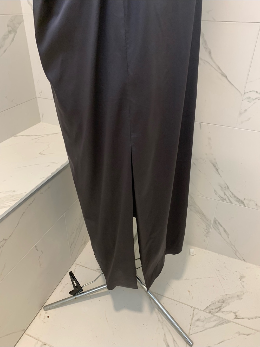 Lauren Ralph Lauren Satin V-Neck Evening Dress Gray 12 - Picture 14 of 16